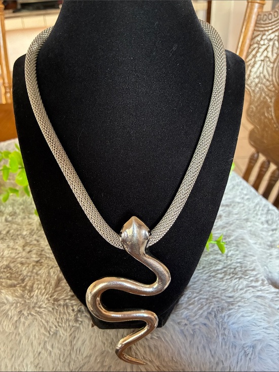 Jewelry - Silver Snake Pendant Necklace - Women's Jewelry